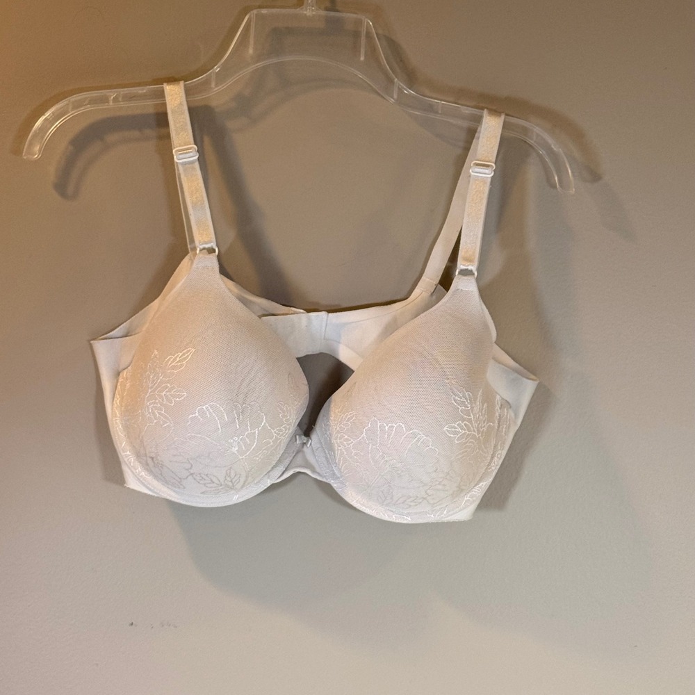 Warners Bra Womens 38C White Floral Lace Underwire Intimates Lingerie Basics